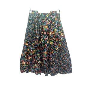 Oscar De La Renta Midi Full Skirt Floral M whimsigoth 90s Country Cottage Artsy